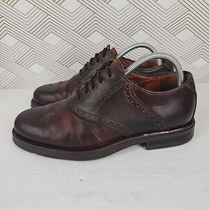 Johnston & Murphy Passport Men's 8M Shoes Saddle Oxford Brown Leather Italy Made